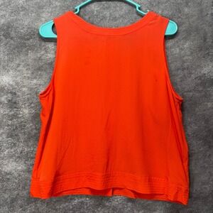 Eileen Fisher 100% Silk Sleeveless Tank Top Womens PM Coral Red Button Back